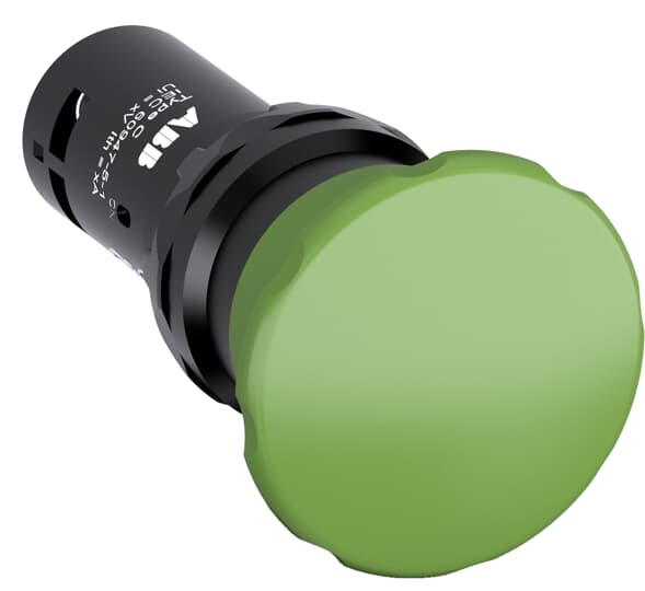 ABB Controls 22mm Pushbutton; Mushroom (40mm); Green; 1NO / 1NC; Momentary